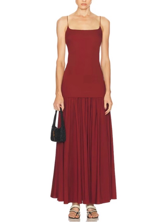 STAUD Dresses & Skirts - STAUD Burgundy Spaghetti-Strap Maxi Dress
